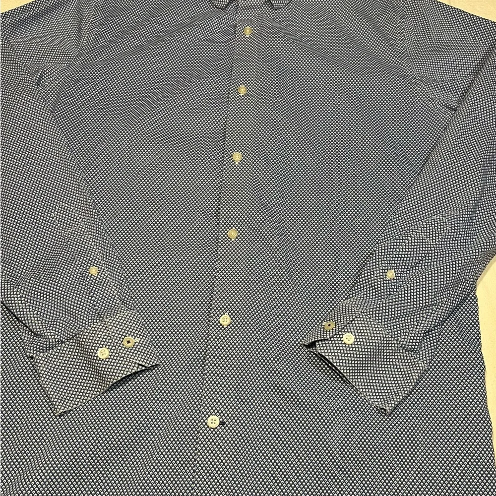 Banana Republic Blue Patterned Button Down Shirt Size L